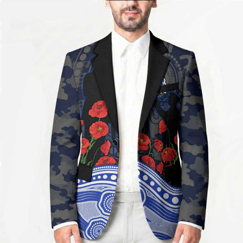 North Melbourne Kangaroos ANZAC Day Blazer Indigenous Dot Art with Poppy Flower Tribute