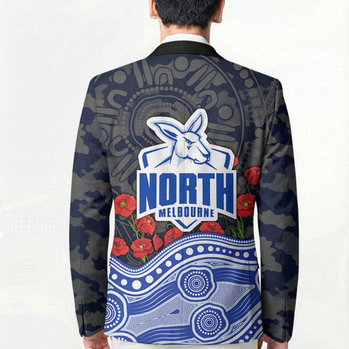 North Melbourne Kangaroos ANZAC Day Blazer Indigenous Dot Art with Poppy Flower Tribute