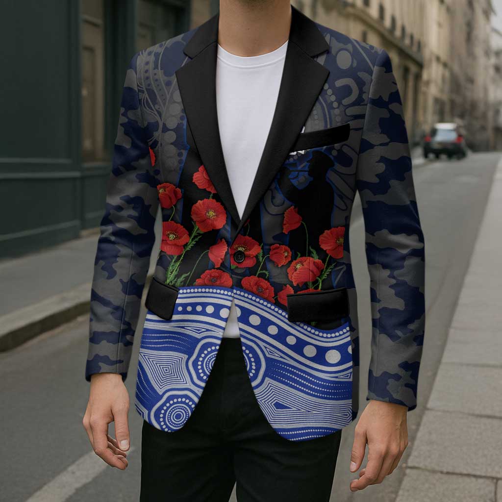 North Melbourne Kangaroos ANZAC Day Blazer Indigenous Dot Art with Poppy Flower Tribute