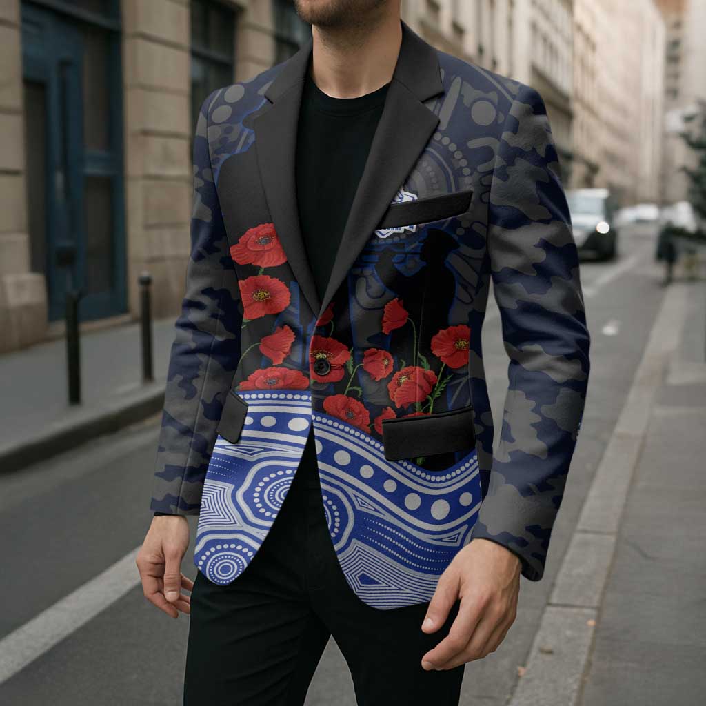 North Melbourne Kangaroos ANZAC Day Blazer Indigenous Dot Art with Poppy Flower Tribute