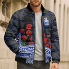 North Melbourne Kangaroos ANZAC Day Bomber Puffer Jacket Indigenous Dot Art with Poppy Flower Tribute