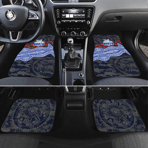 North Melbourne Kangaroos ANZAC Day Car Mats Indigenous Dot Art with Poppy Flower Tribute