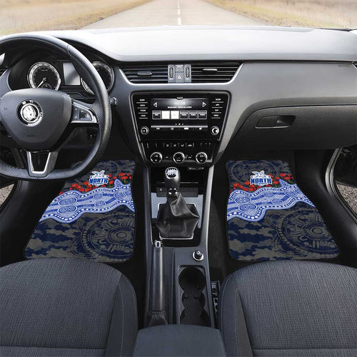 North Melbourne Kangaroos ANZAC Day Car Mats Indigenous Dot Art with Poppy Flower Tribute