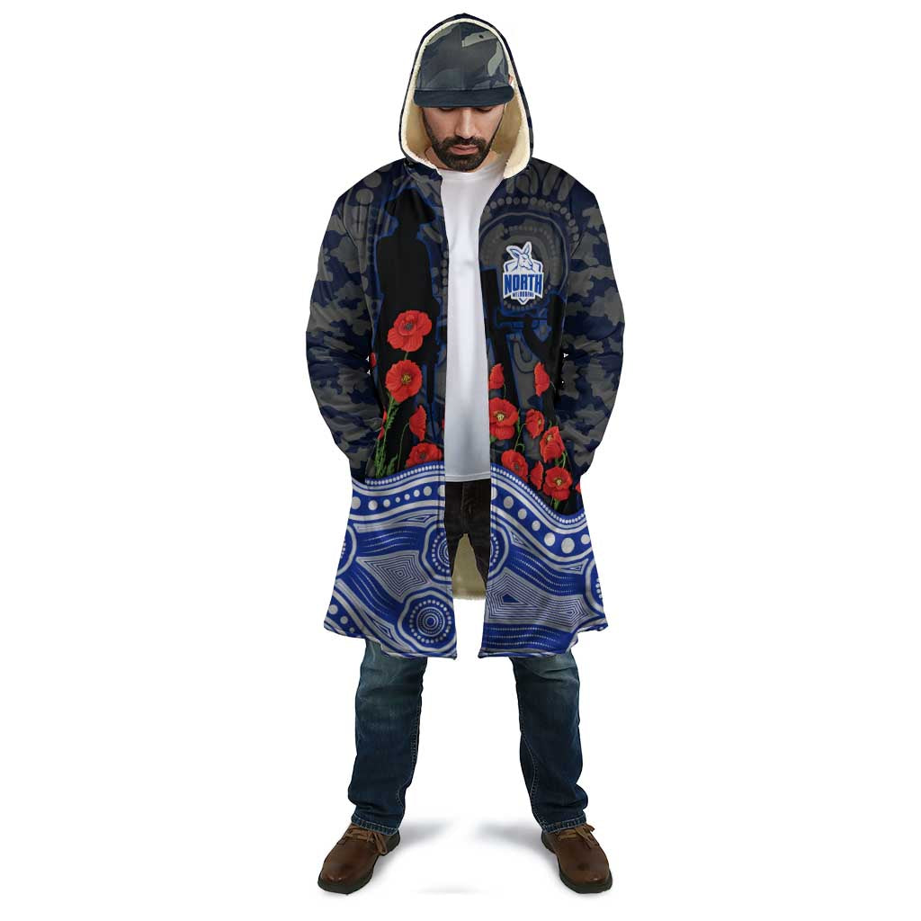 North Melbourne Kangaroos ANZAC Day Cloak Indigenous Dot Art with Poppy Flower Tribute