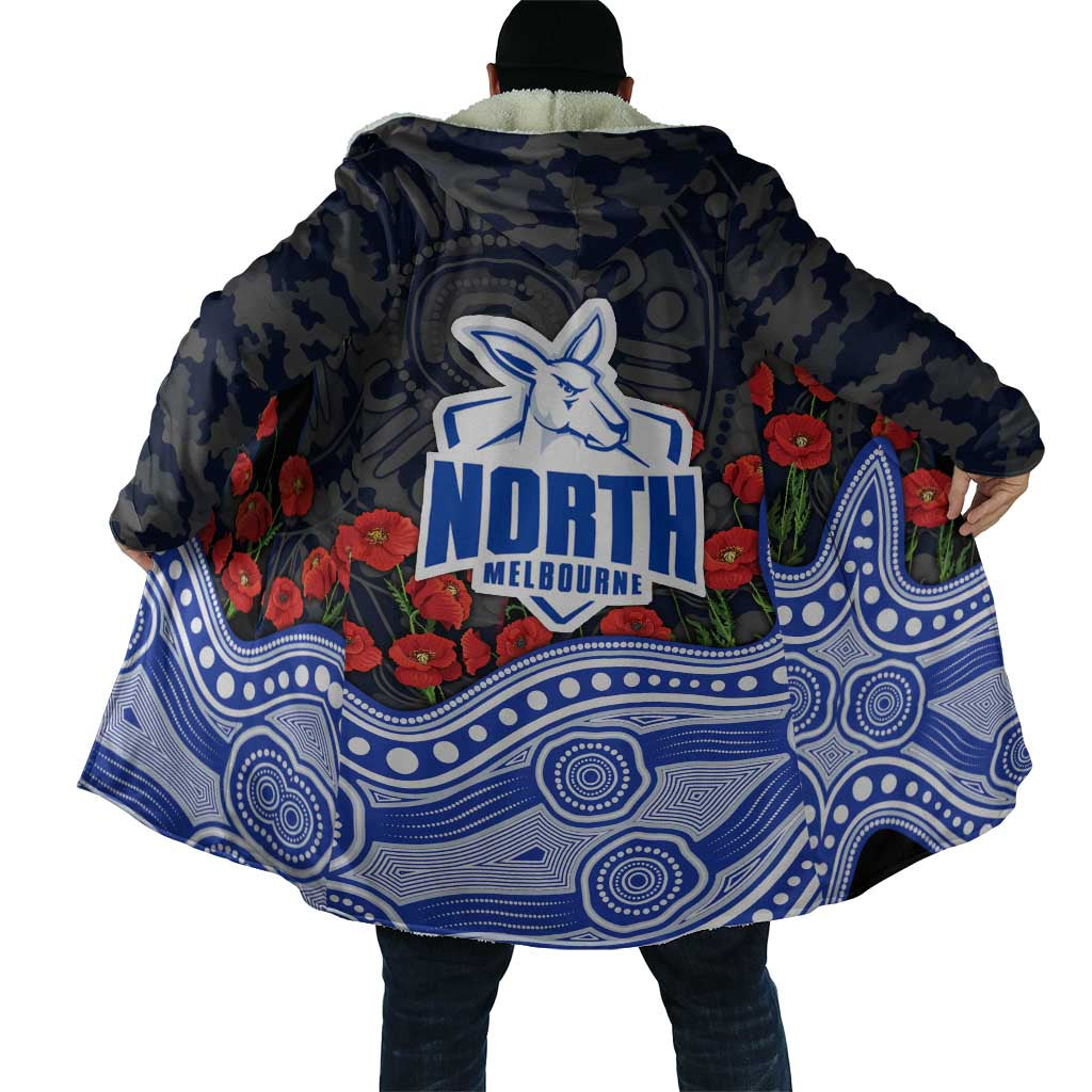 North Melbourne Kangaroos ANZAC Day Cloak Indigenous Dot Art with Poppy Flower Tribute