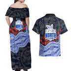 North Melbourne Kangaroos ANZAC Day Couples Matching Off Shoulder Maxi Dress and Hawaiian Shirt Indigenous Dot Art with Poppy Flower Tribute