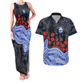 North Melbourne Kangaroos ANZAC Day Couples Matching Tank Maxi Dress and Hawaiian Shirt Indigenous Dot Art with Poppy Flower Tribute