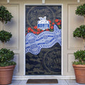 North Melbourne Kangaroos ANZAC Day Door Cover Indigenous Dot Art with Poppy Flower Tribute