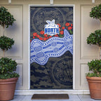 North Melbourne Kangaroos ANZAC Day Door Cover Indigenous Dot Art with Poppy Flower Tribute