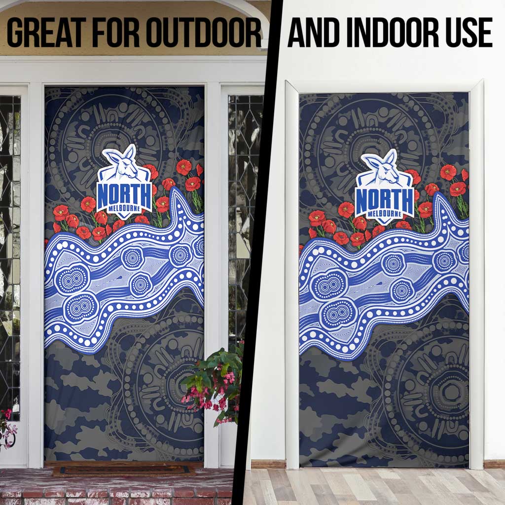 North Melbourne Kangaroos ANZAC Day Door Cover Indigenous Dot Art with Poppy Flower Tribute