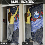 North Melbourne Kangaroos ANZAC Day Door Cover Indigenous Dot Art with Poppy Flower Tribute