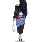 North Melbourne Kangaroos ANZAC Day Family Matching Off The Shoulder Long Sleeve Dress and Hawaiian Shirt Indigenous Dot Art with Poppy Flower Tribute