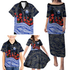 North Melbourne Kangaroos ANZAC Day Family Matching Puletasi and Hawaiian Shirt Indigenous Dot Art with Poppy Flower Tribute