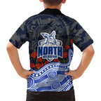 North Melbourne Kangaroos ANZAC Day Family Matching Puletasi and Hawaiian Shirt Indigenous Dot Art with Poppy Flower Tribute