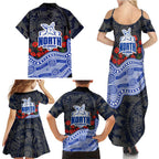 North Melbourne Kangaroos ANZAC Day Family Matching Summer Maxi Dress and Hawaiian Shirt Indigenous Dot Art with Poppy Flower Tribute