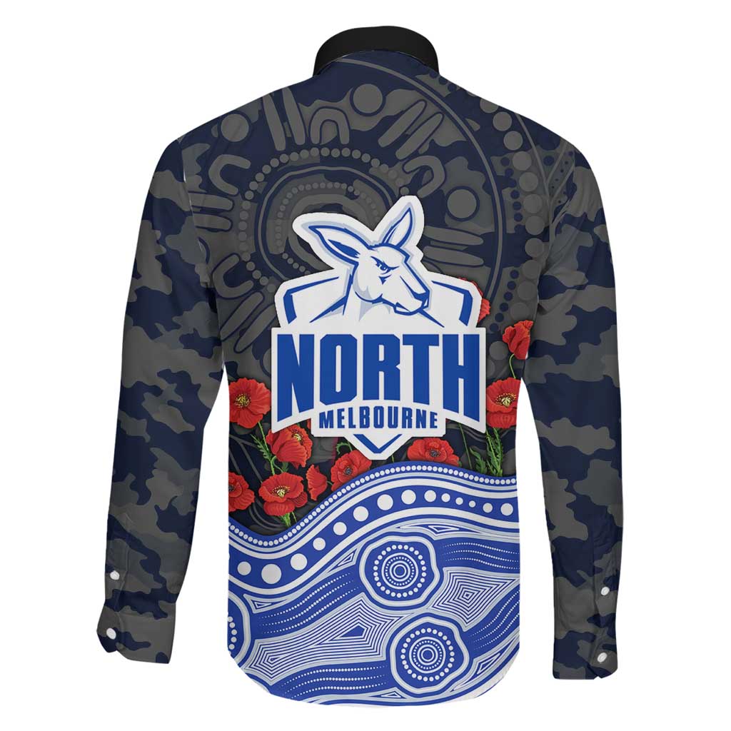 North Melbourne Kangaroos ANZAC Day Family Matching Summer Maxi Dress and Hawaiian Shirt Indigenous Dot Art with Poppy Flower Tribute