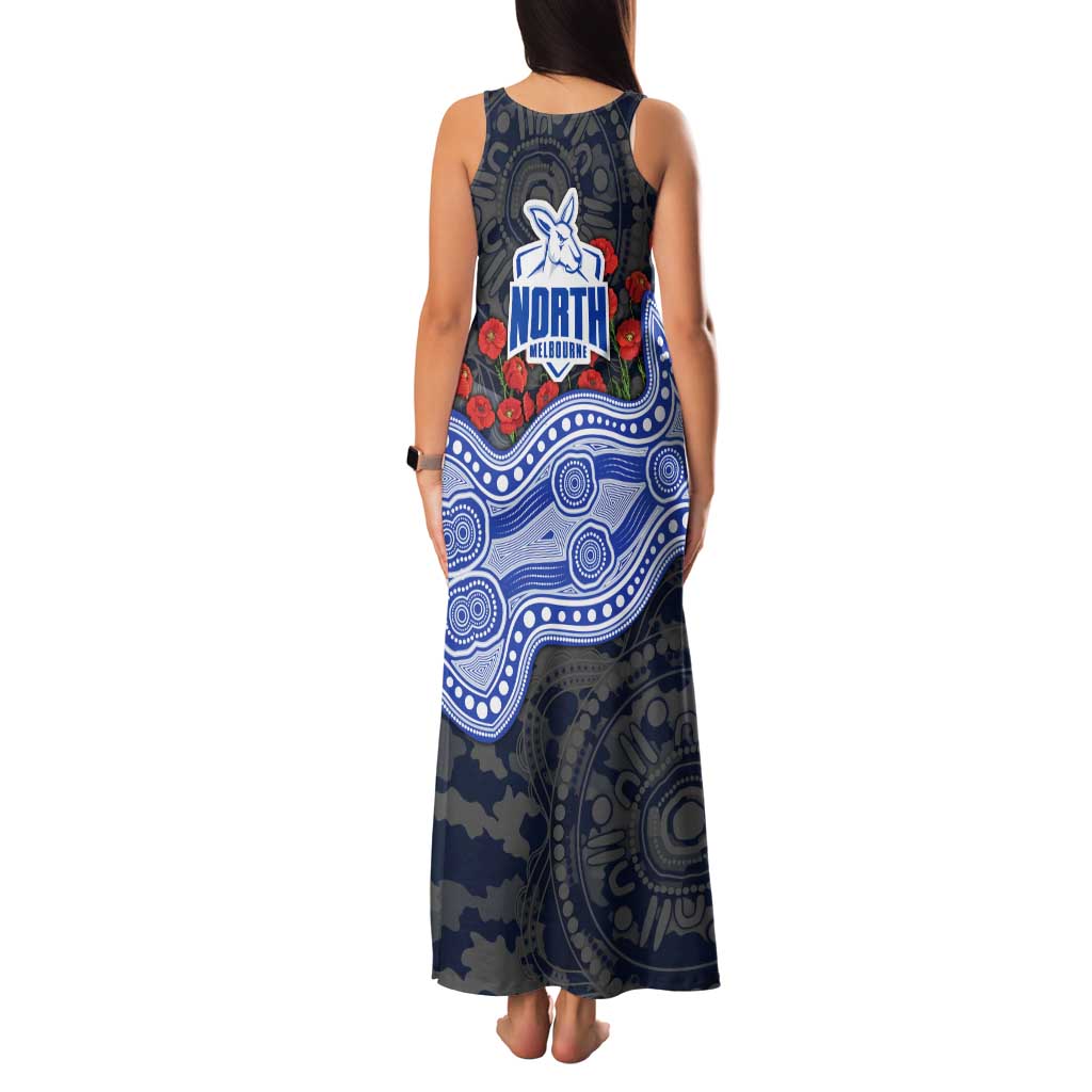 North Melbourne Kangaroos ANZAC Day Family Matching Tank Maxi Dress and Hawaiian Shirt Indigenous Dot Art with Poppy Flower Tribute