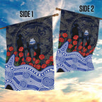 North Melbourne Kangaroos ANZAC Day Garden Flag Indigenous Dot Art with Poppy Flower Tribute