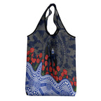 North Melbourne Kangaroos ANZAC Day Grocery Bag Indigenous Dot Art with Poppy Flower Tribute
