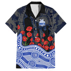 North Melbourne Kangaroos ANZAC Day Hawaiian Shirt Indigenous Dot Art with Poppy Flower Tribute