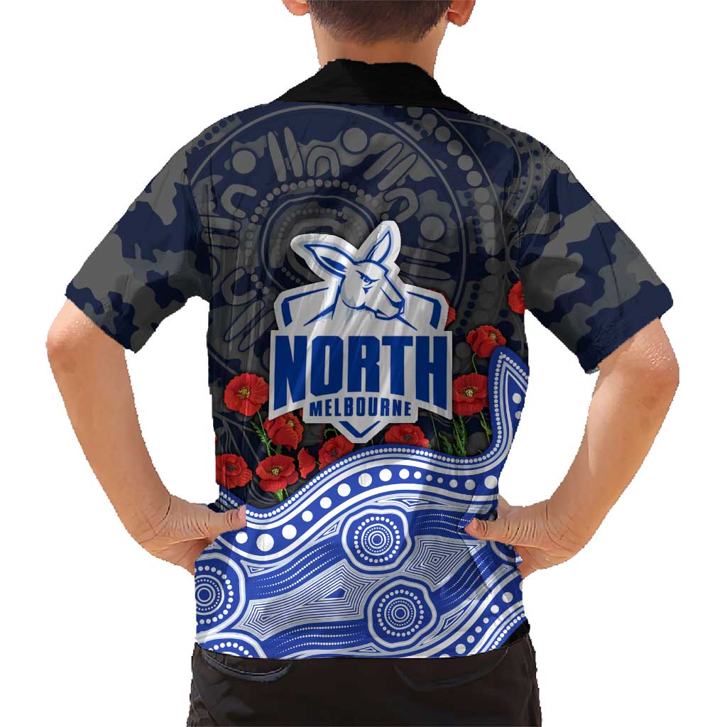 North Melbourne Kangaroos ANZAC Day Hawaiian Shirt Indigenous Dot Art with Poppy Flower Tribute