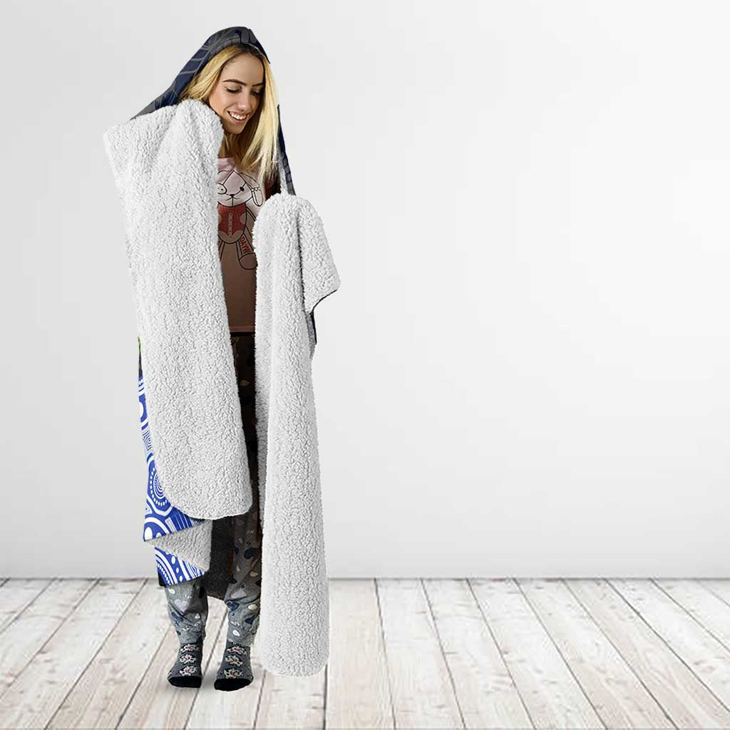 North Melbourne Kangaroos ANZAC Day Hooded Blanket Indigenous Dot Art with Poppy Flower Tribute