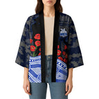 North Melbourne Kangaroos ANZAC Day Kimono Indigenous Dot Art with Poppy Flower Tribute