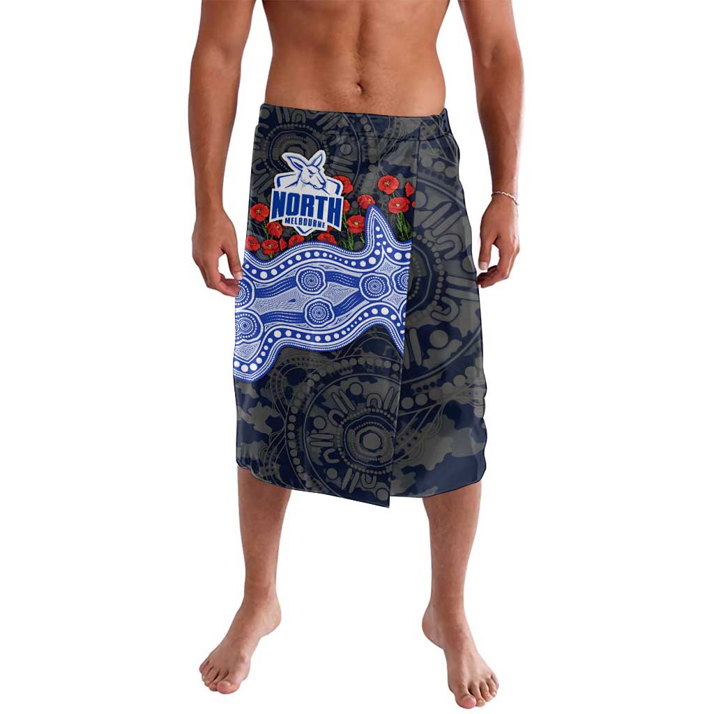 North Melbourne Kangaroos ANZAC Day Lavalava Indigenous Dot Art with Poppy Flower Tribute