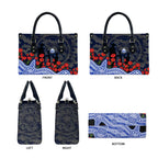 North Melbourne Kangaroos ANZAC Day Leather Bag Indigenous Dot Art with Poppy Flower Tribute