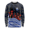 North Melbourne Kangaroos ANZAC Day Long Sleeve Shirt Indigenous Dot Art with Poppy Flower Tribute