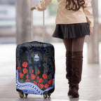 North Melbourne Kangaroos ANZAC Day Luggage Cover Indigenous Dot Art with Poppy Flower Tribute