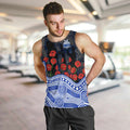 North Melbourne Kangaroos ANZAC Day Men Tank Top Indigenous Dot Art with Poppy Flower Tribute