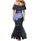 North Melbourne Kangaroos ANZAC Day Mermaid Dress Indigenous Dot Art with Poppy Flower Tribute