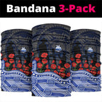 North Melbourne Kangaroos ANZAC Day Neck Gaiter Indigenous Dot Art with Poppy Flower Tribute