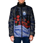 North Melbourne Kangaroos ANZAC Day Padded Jacket Indigenous Dot Art with Poppy Flower Tribute