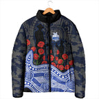 North Melbourne Kangaroos ANZAC Day Padded Jacket Indigenous Dot Art with Poppy Flower Tribute