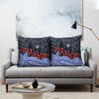 North Melbourne Kangaroos ANZAC Day Pillow Cover Indigenous Dot Art with Poppy Flower Tribute