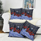 North Melbourne Kangaroos ANZAC Day Pillow Cover Indigenous Dot Art with Poppy Flower Tribute