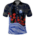 North Melbourne Kangaroos ANZAC Day Polo Shirt Indigenous Dot Art with Poppy Flower Tribute