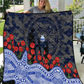 North Melbourne Kangaroos ANZAC Day Quilt Indigenous Dot Art with Poppy Flower Tribute