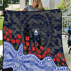 North Melbourne Kangaroos ANZAC Day Quilt Indigenous Dot Art with Poppy Flower Tribute