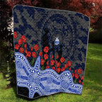 North Melbourne Kangaroos ANZAC Day Quilt Indigenous Dot Art with Poppy Flower Tribute