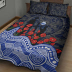 North Melbourne Kangaroos ANZAC Day Quilt Bed Set Indigenous Dot Art with Poppy Flower Tribute