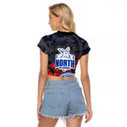 North Melbourne Kangaroos ANZAC Day Raglan Cropped T Shirt Indigenous Dot Art with Poppy Flower Tribute