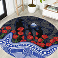 North Melbourne Kangaroos ANZAC Day Round Carpet Indigenous Dot Art with Poppy Flower Tribute