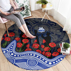 North Melbourne Kangaroos ANZAC Day Round Carpet Indigenous Dot Art with Poppy Flower Tribute