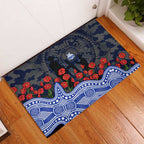 North Melbourne Kangaroos ANZAC Day Rubber Doormat Indigenous Dot Art with Poppy Flower Tribute