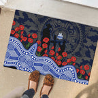 North Melbourne Kangaroos ANZAC Day Rubber Doormat Indigenous Dot Art with Poppy Flower Tribute
