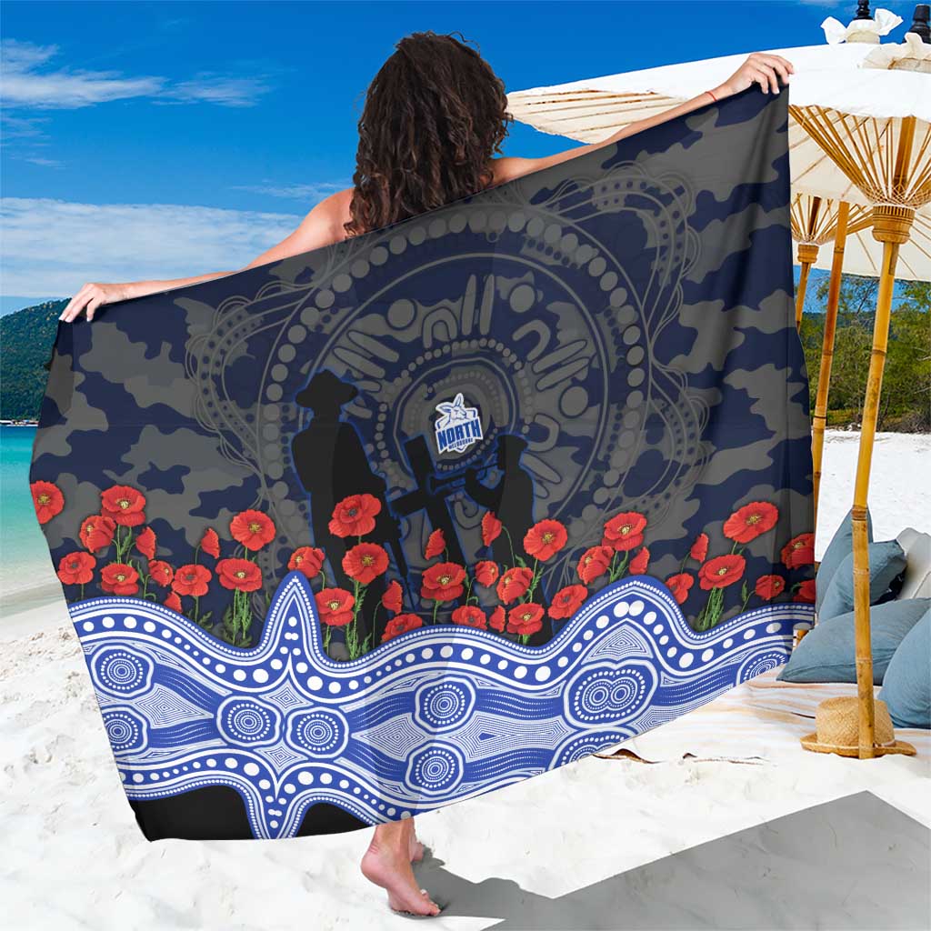 North Melbourne Kangaroos ANZAC Day Sarong Indigenous Dot Art with Poppy Flower Tribute