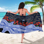 North Melbourne Kangaroos ANZAC Day Sarong Indigenous Dot Art with Poppy Flower Tribute